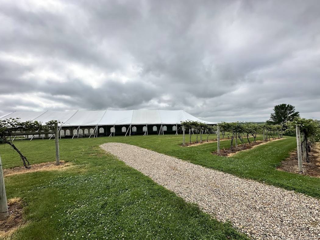Gravel path from parking to the wedding tent